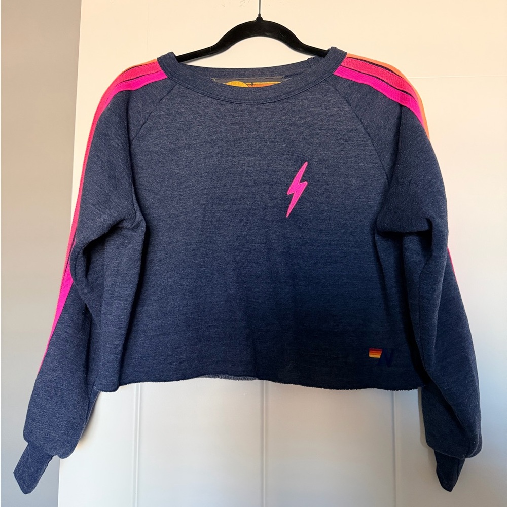 Aviator Nation Blue and Pink Sweatshirt
